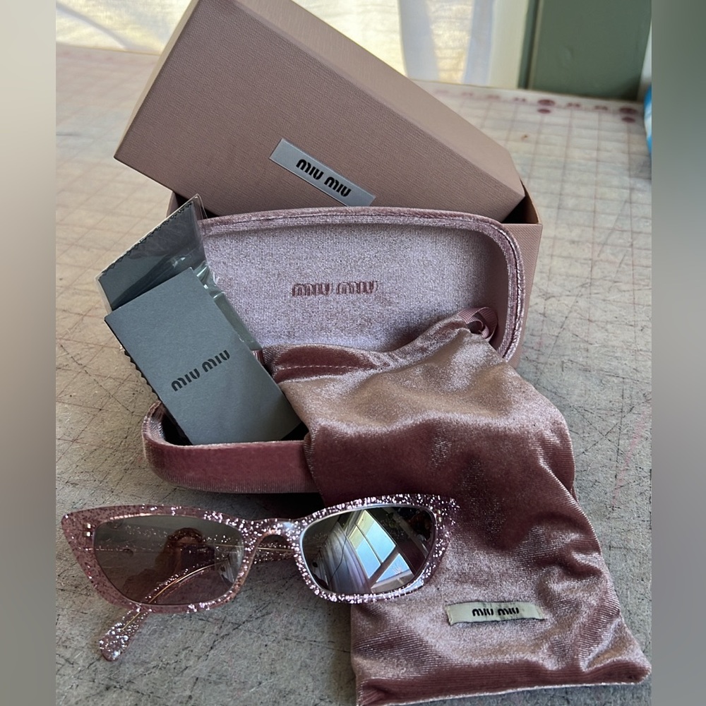 Miu Miu pink sparkle glitter sunglasses
